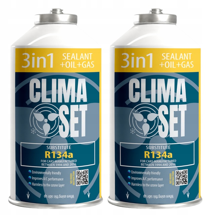 ClimaSet 2x 3w1 R134a gaz do klimatyzacji z olejem i uszczelniaczem 700g