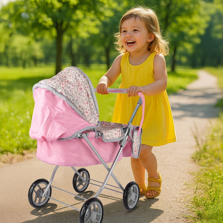 WÓZEK DLA LALEK GŁĘBOKI SKŁADANY GONDOLA TORBA SPACERÓWKA REGULOWANY DASZEK