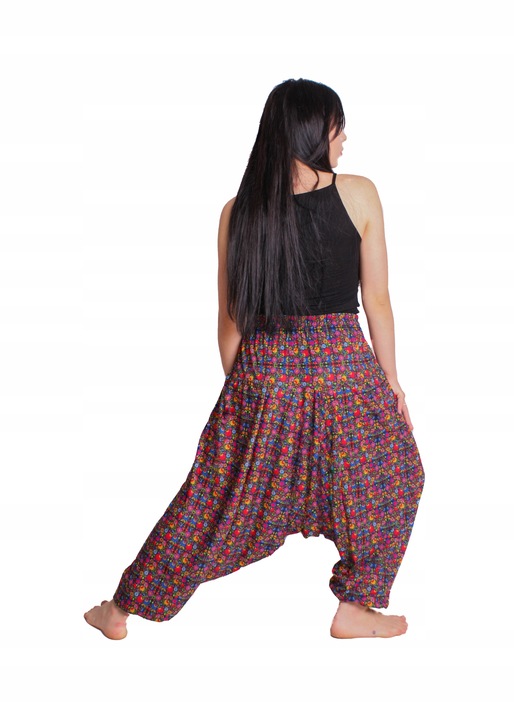 SZARAWARY SPODNIE KOLOROWE NADRUK FULL PRINT ŁOWICKIE