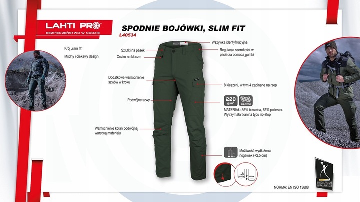 LAHTI PRO Spodnie robocze bojówki r. S