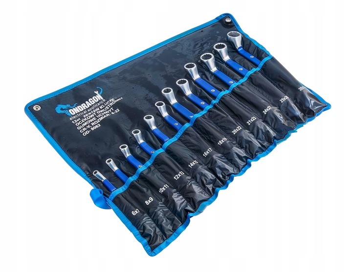 6-32 WYGIĘTE GIĘTE KLUCZE DWUSTRONNE OCZKOWE Z GUMĄ ZESTAW 12EL ETUI PRO