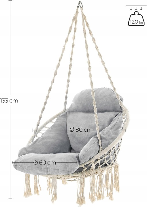 Huśtawka W STYLU BOHO krzesło brazylijskie wiszący fotel ogrodowy