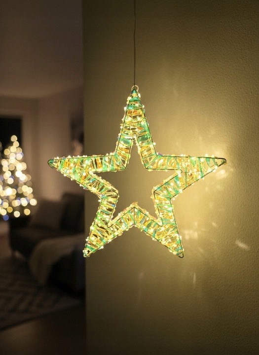 Ozdoba Do Okna Wisząca Gwiazda Świąteczna LED Świecąca z Obu Stron 8 trybów