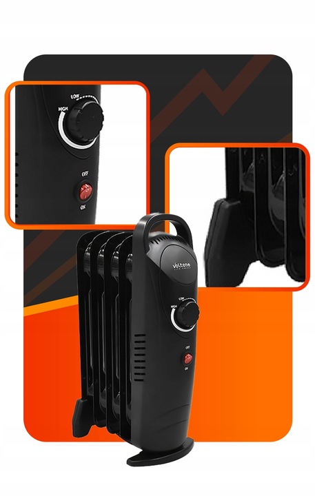 GRZEJNIK ELEKTRYCZNY 500 WATT OLEJOWY 5 ŻEBEREK TERMOSTAT ŻEBERKOWY OLEJAK