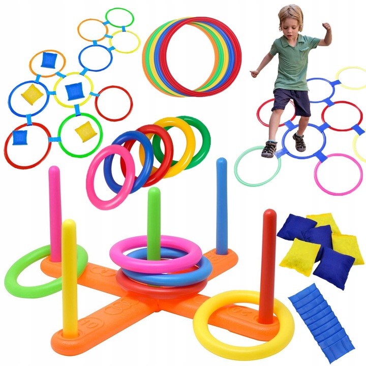 Gra Zręcznościowa Plenerowa Zabawa Ruchowa 3w1 Prezent dla 3 4 5 6 7 latka