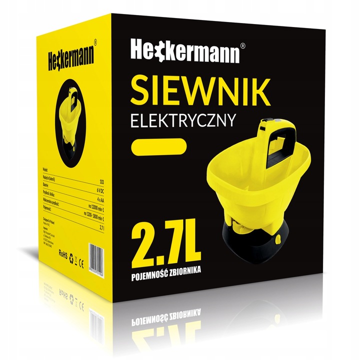 SIEWNIK AUTOMATYCZNY ELEKTRYCZNY ROZSIEWACZ NASION NAWOZU SOLI 2,7L