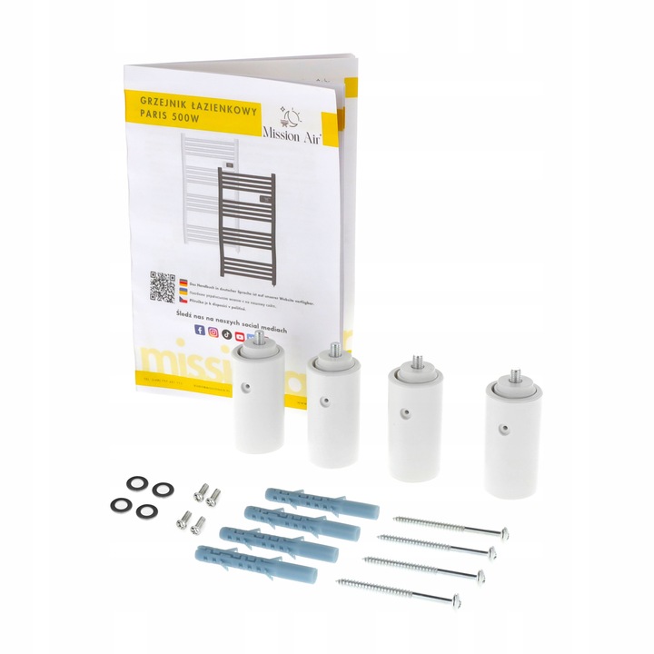 GRZEJNIK ŁAZIENKOWY ELEKTRYCZNY drabinka programator termostat BIAŁY 500W