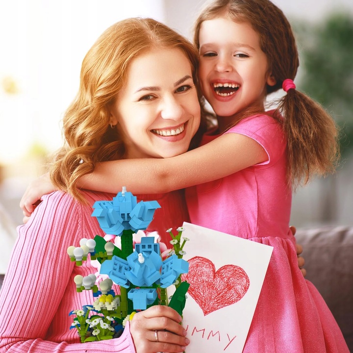 KLOCKI KWIATY KONSTRUKCYJNE ZESTAW NIEBIESKI 543 EL PREZENT WALENTYNKOWY