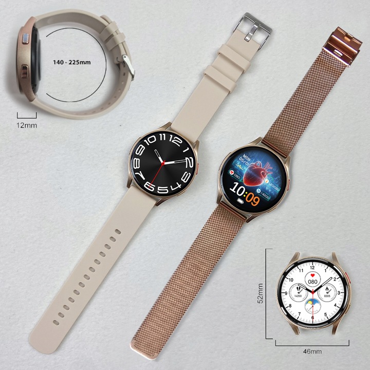SMARTWATCH DAMSKI AMOLED KARDIOWATCH POMIAR EKG HRV CIŚNIENIE ROZMOWY SMS
