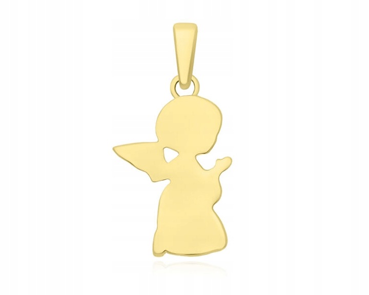 Złota Zawieszka Dla Dziecka Aniołek + Grawer Wisiorek Gładki pr. 585