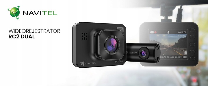 Wideorejestrator kamera samochodowa Navitel RC2 Dual Przód tył Full HD 2"