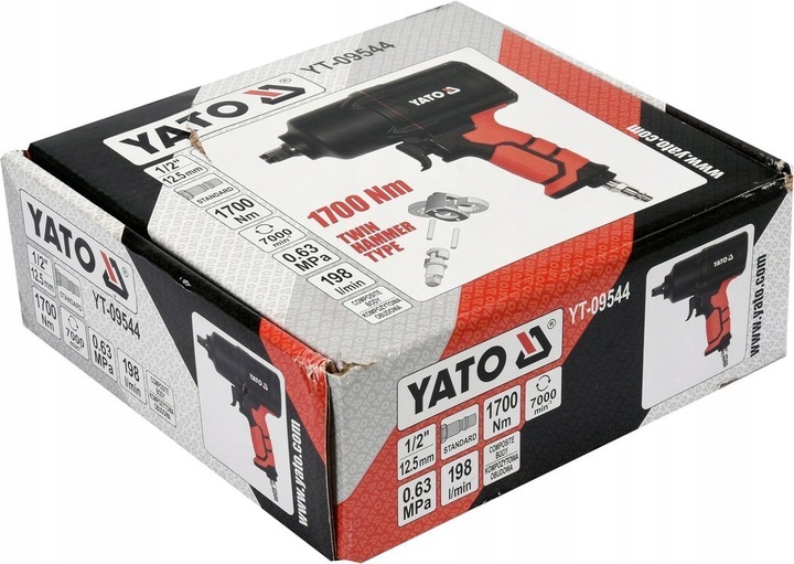 YATO KLUCZ PNEUMATYCZNY UDAROWY DO KÓŁ 1/2 1700Nm KOMPOZYTOWY YT-09544