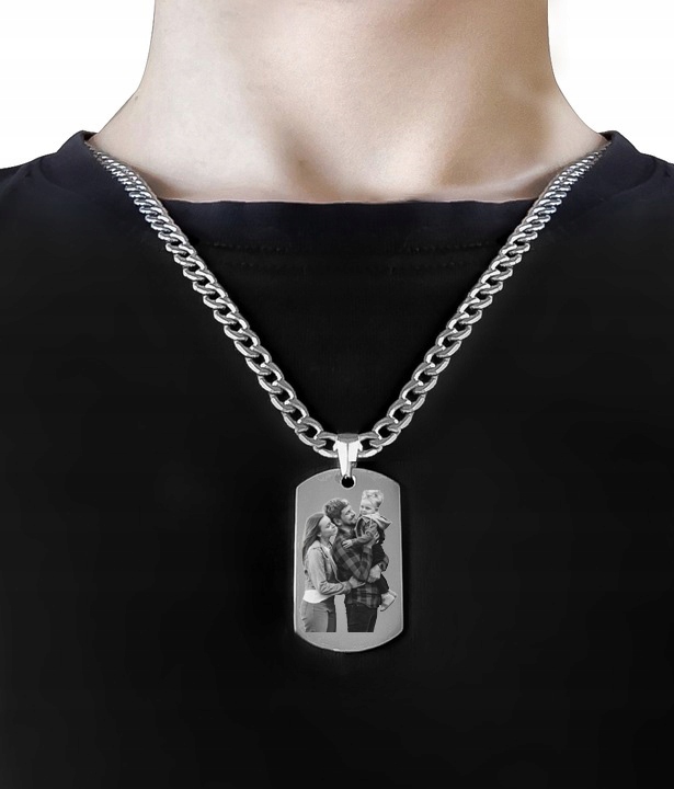 Nieśmiertelnik ze ZDJĘCIEM lub GRAWEREM Stal Nierdzewna +Pancerka