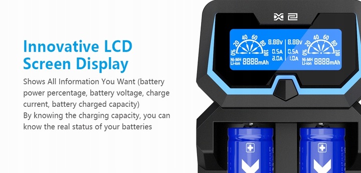 Ładowarka XTAR X2 NEW 18650/26650 Li-ION NI-MH 2A