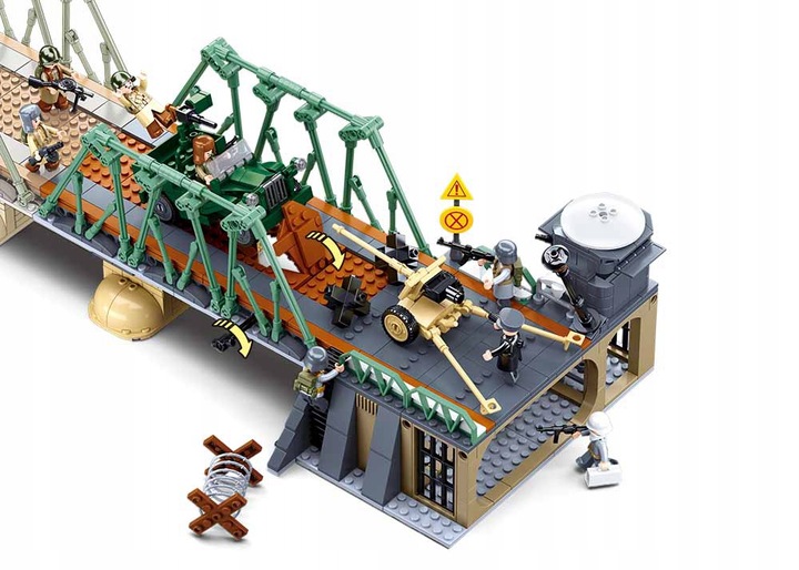 Klocki Bitwa Na Moście Jeep W Pułapce Armia Wojsko BUNKIER DZIAŁO 8 FIGUREK