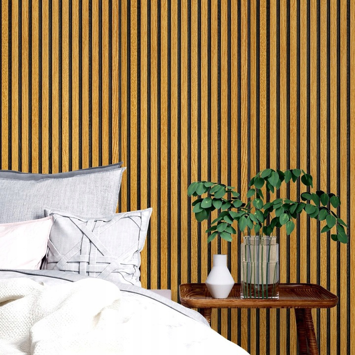 Tapeta Lamel Samoprzylepna Panele Ścienne 3D Okleina Lamele Brąz Drewno 10m