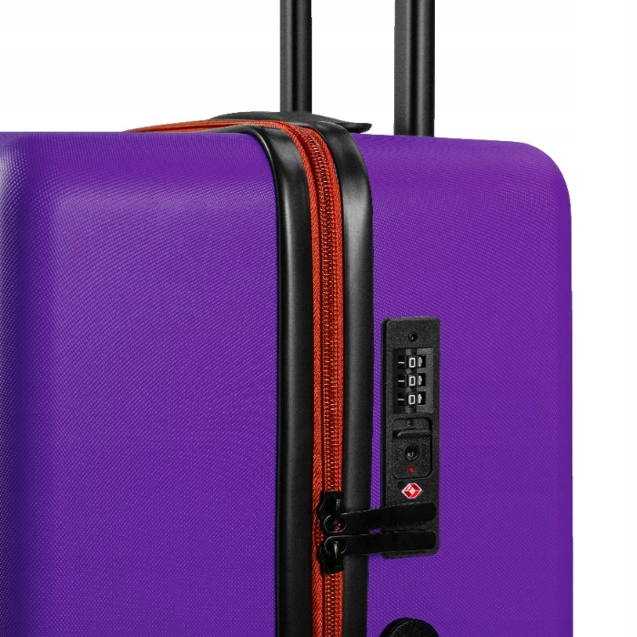Walizka Średnia, Ciche i Skrętne Kółka 360°, Zamek TSA, ABS, Fioletowy