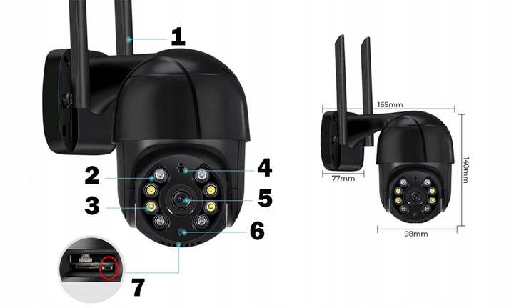 KAMERA OBROTOWA ZEWNĘTRZNA 8MP PRAWDZIWE 4K ULTRA UHD WIFI IP DETEKCJA 8MPx