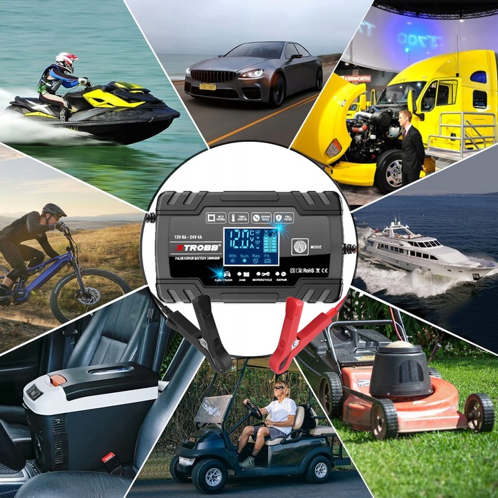 Prostownik SAMOCHODOWY AUTOMATYCZNY Z FUNKCJĄ NAPRAWY AKUMULATORÓW 12V 24V