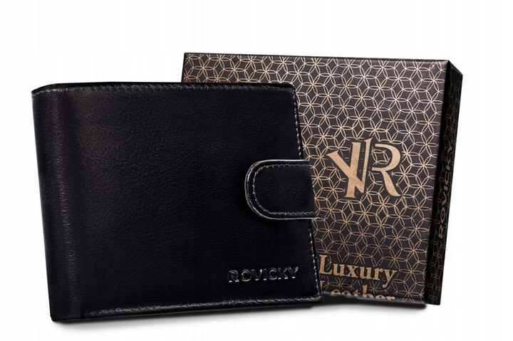 Portfel skórzany męski klasyczny pojemny prezent na święta Rovicky