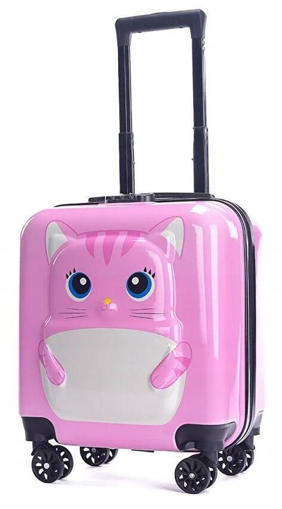 KOT KOTEK WALIZKA 3D DZIECIĘCA BAGAŻ SZYFR DLA DZIECI 4 KÓŁKA