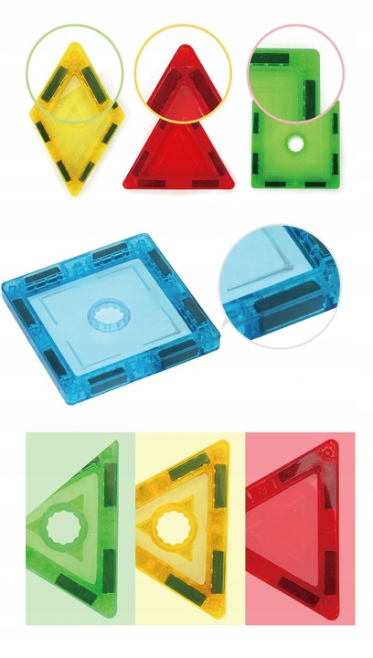 KLOCKI MAGNETYCZNE 3D MAGNETIC EDUKACYJNE NEODYMOWE PANELE DLA DZIECI