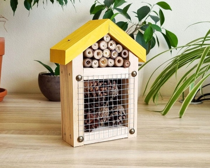 Domek, hotel dla owadów Toraf DIY1 żółty - do samodzielnego złożenia