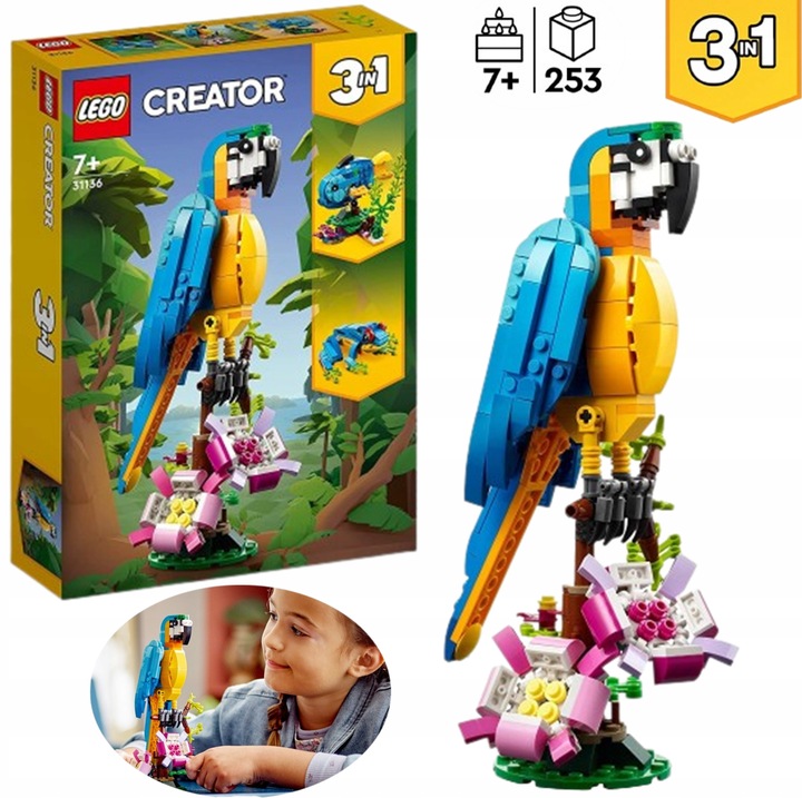 PREZENT LEGO DLA 7, 8 LATKI CREATOR 31136 Egzotyczna papuga + TORBA LEGO