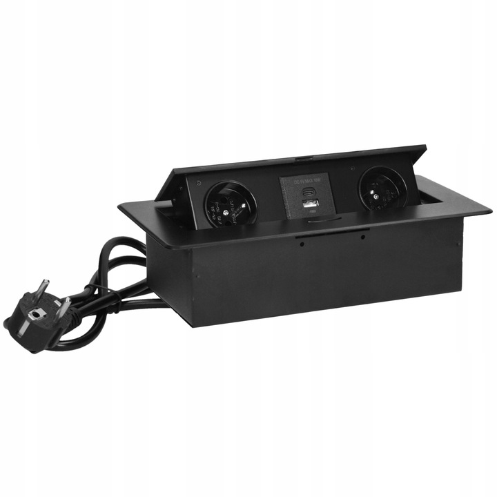 GNIAZDO CHOWANE WPUSZCZANE W BLAT NABLATOWE 2x 230V Z ŁADOWARKĄ USB-C 1,5m