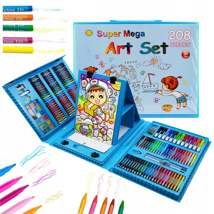 ZESTAW DO MALOWANIA DLA DZIECI 208el Artystyczny Plastyczny Twórczy Walizka