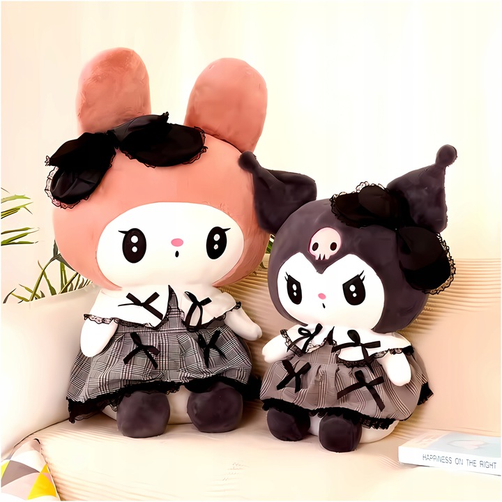 HELLO KITTY KUROMI MASKOTKA PLUSZAK ZABAWKA CZARNA SUKIENKA KOTEK 85 CM