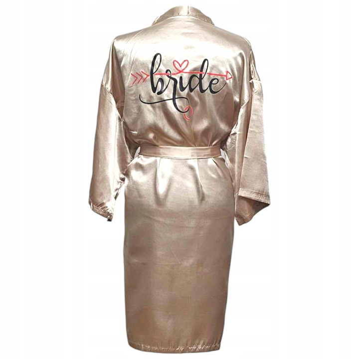 Ekskluzywny Szlafrok Ślubny dla Panny Młodej - ZŁoty/M - Napis Bride