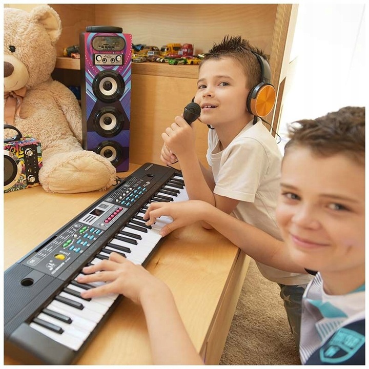 KIBORD DLA DZIECI KEYBORD EDUKACYJNY DO NAUKI GRY 61 KLAWISZY MIKROFON