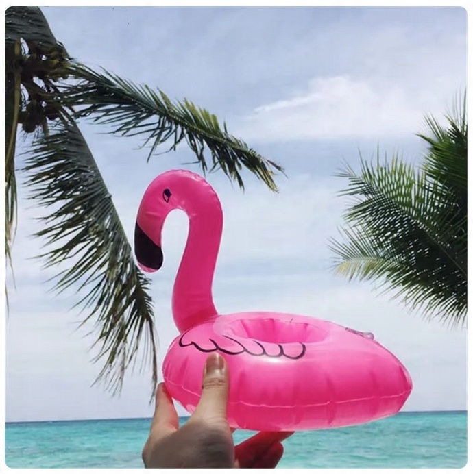 12 x DMUCHANY UCHWYT NA NAPOJE Podstawka Do Drinków FLAMING Podkładka BASEN