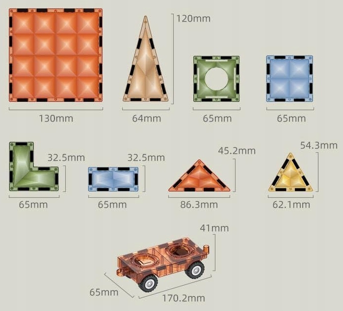 Klocki magnetyczne konstrukcyjne MEGA ZESTAW 100 el. DUŻE Magnetic Blocks