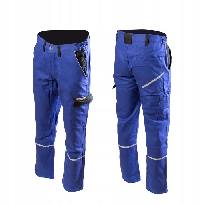 Spodnie robocze ochronne Bawełna 100% do pracy z odblaskami niebieskie r 54