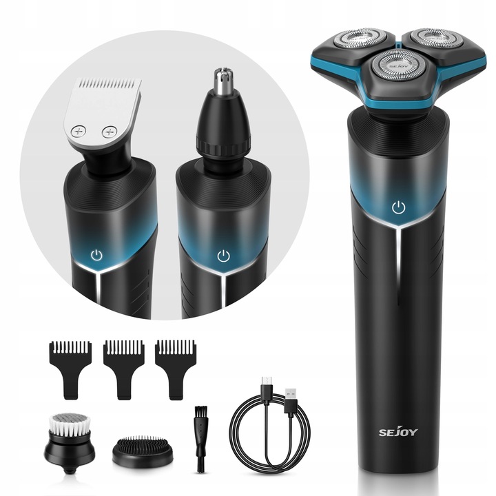 GOLARKA MĘSKA MASZYNKA DO GOLENIA TRYMER DO NOSA 5W1 Z OŚWIETLENIEM LED