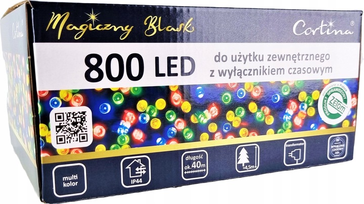 LAMPKI CHOINKOWE 800 LED TIMER ATEST ZEWNĘTRZNE NA CHOINKĘ CHOINKA