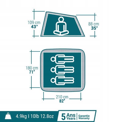Namiot kempingowy Quechua 2 Seconds Fresh&Black 3-osobowy
