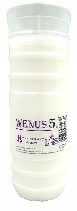 Rewelacyjne wkłady do zniczy Parafinowe Wenus 5 Linis ~5*dni x 12szt.