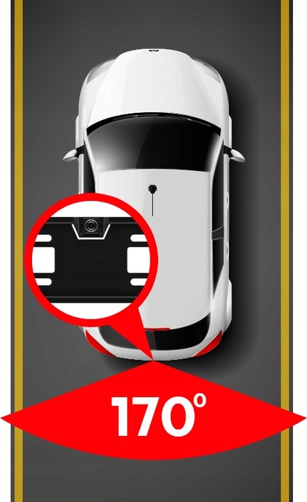 KAMERA COFANIA W RAMCE TABLICY REJESTRACYJNEJ 1280p AHD / NTSC FISHEYE 170°