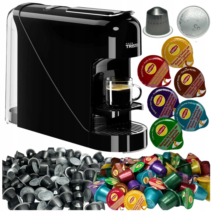 EKSPRES CIŚNIENIOWY DO KAWY KAPSUŁKOWY CZARNY NESPRESSO + KAPSUŁKI 120SZT