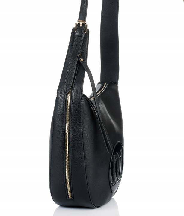 Torebka DUŻA Listonoszka MONNARI CZARNA LOGO Pojemna Praktyczna do pracy