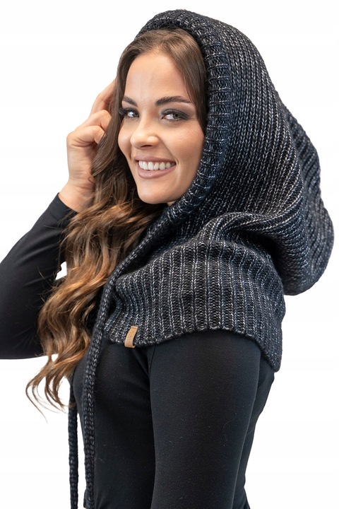 Vivisence 70102 BALACLAVA czarny ciepły z szalikiem KAPTUR KOMINIARKA