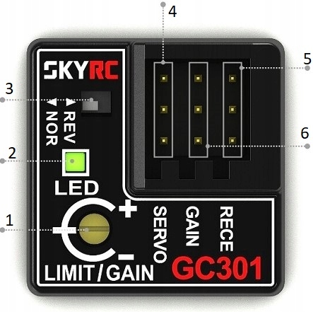 SKYRC GYRO GC301 ŻYROSKOP DO MODELI RC SAMOCHODÓW DOPASOWANIE POŁOŻENIA KÓŁ
