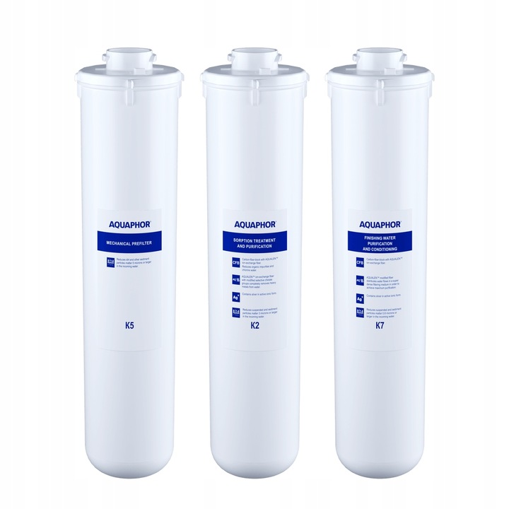 Zestaw wkładów wymiennych K5,K2,K7 do filtra wody Aquaphor kryształ A