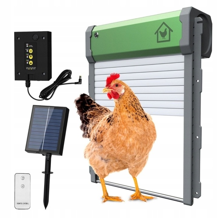 AUTOMATYCZNE DRZWI KURNIKA SOLARNE PILOT DRZWICZKI CZUJNIK ŚWIATŁA TIMER
