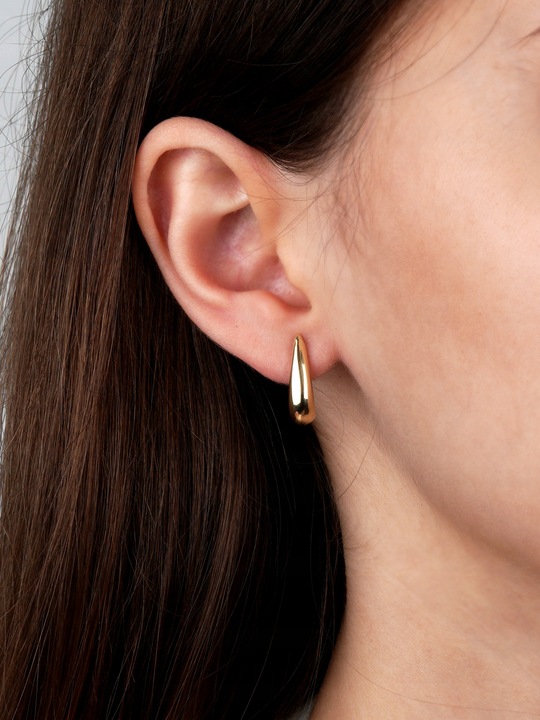 Złote kolczyki łezki krople sztyft 585 eleganckie klasyczne prezent