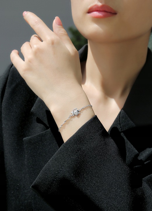 Bransoletka srebrna rodowana kotek dla dziewczynki srebro 925