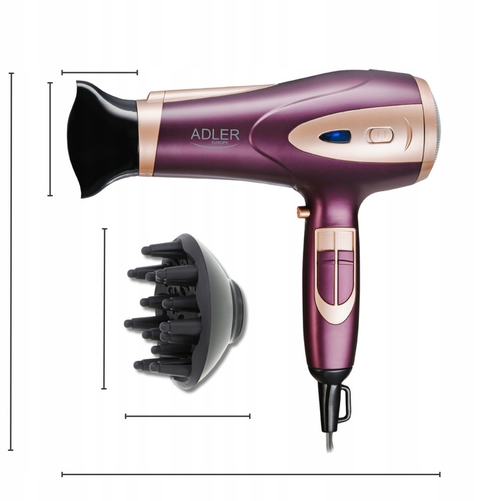 Suszarka do włosów 2400W Z JONIZACJĄ Zimny nawiew + Koncentrator i Dyfuzor